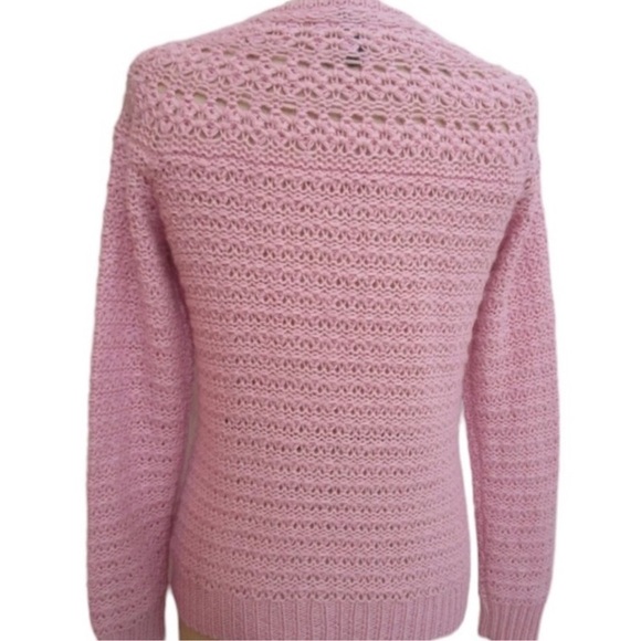 RALPH LAUREN ALPACA WOOL BLEND OPEN KNIT SOFT PINK SWEATER SIZE MEDIUM - Picture 4 of 15
